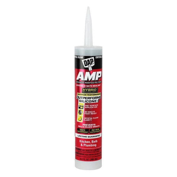 Dap 9 oz AMP Crystal Clear Polymer Advanced Hybrid Caulk Sealant, 12PK 1025571 - main